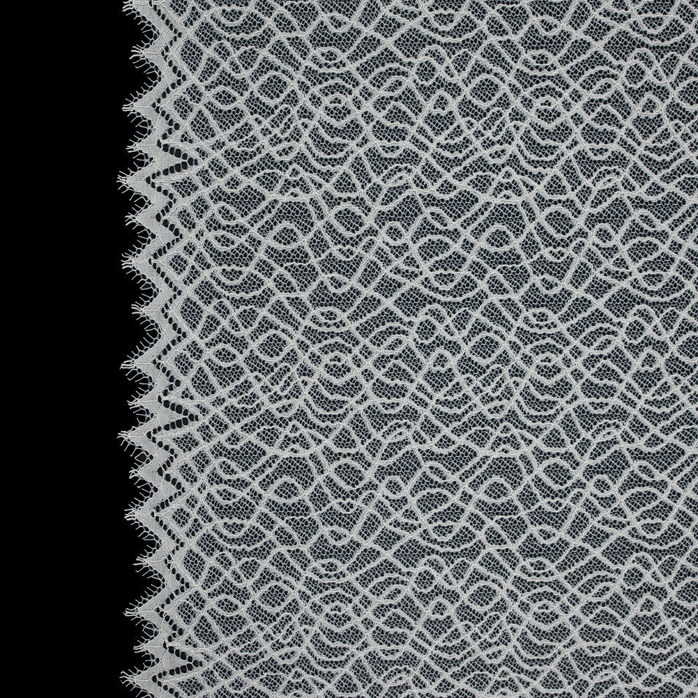 Corded Lace with Eyelash Edges - Ivory Abstract