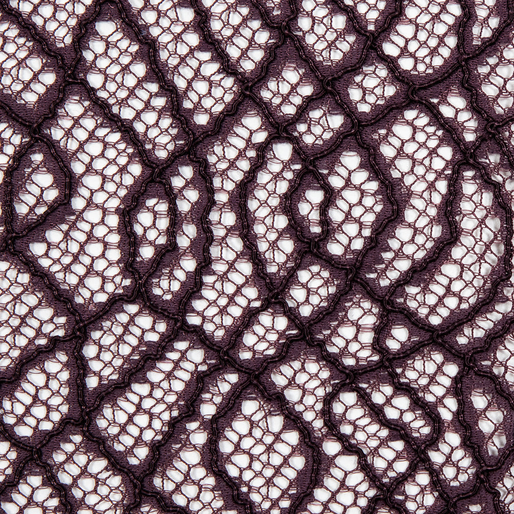 Corded Lace with Eyelash Edges - Fig Abstract