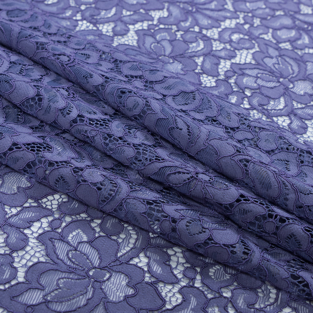 Re-Embroidered Lace Panel - Purple Floral