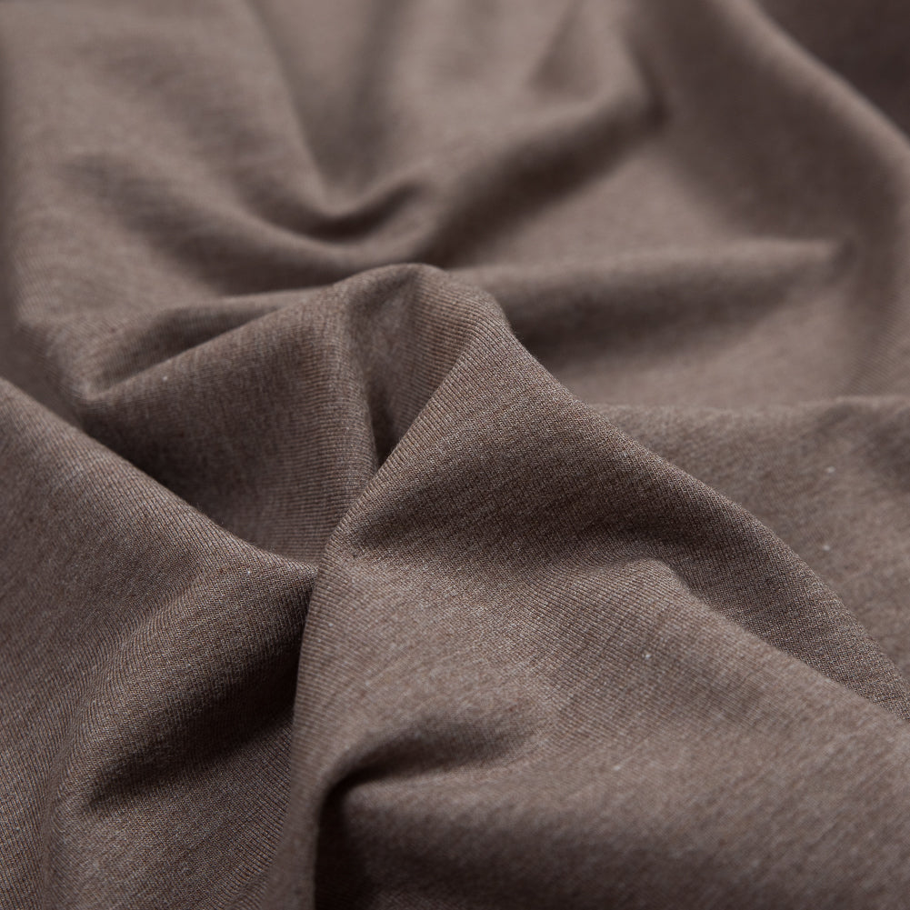 Bamboo and Cotton Stretch Knit Fleece - Heathered Chocolate - Jessamyn Collection