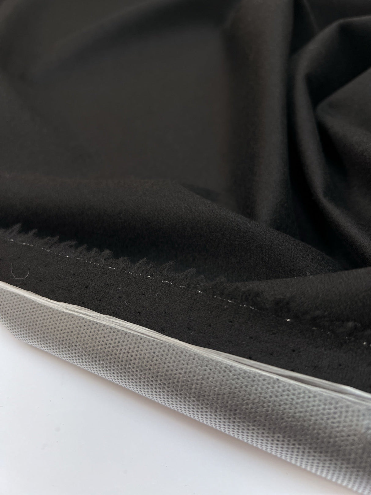 Wool Twill Black Fused Fabric