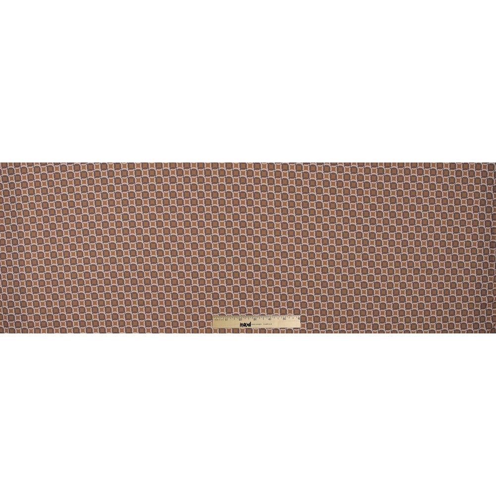 Italian Mustard and Beige Geometric Stretch Polyester