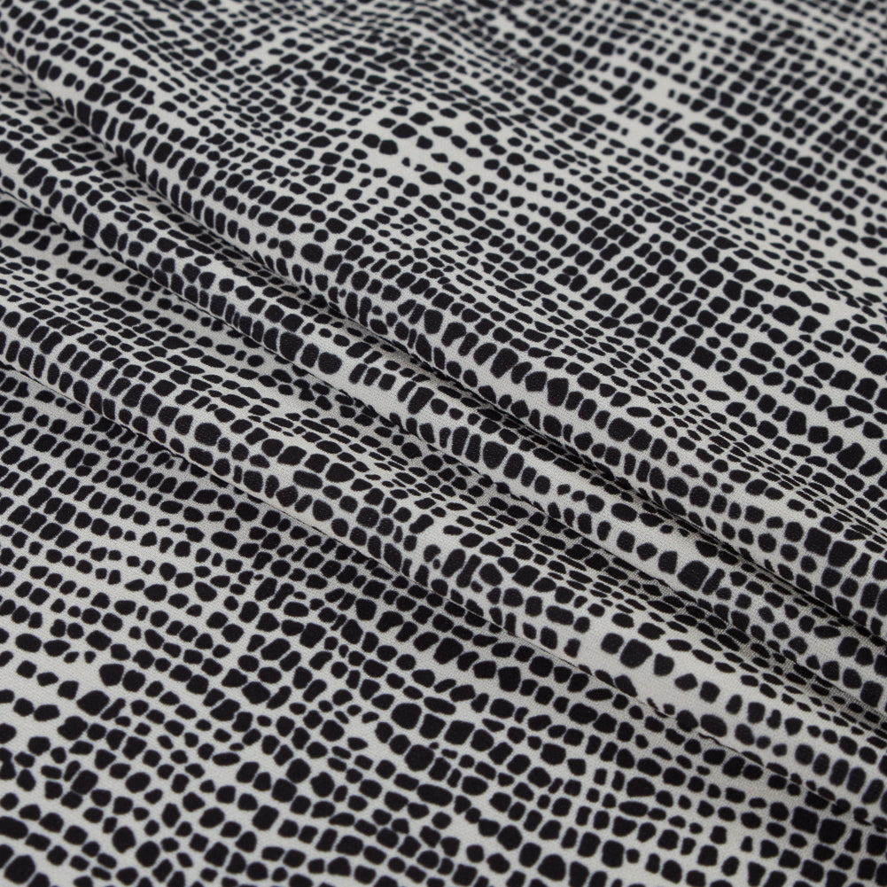 Italian Ivory Reptilian Digitally Printed Stretch Polyester