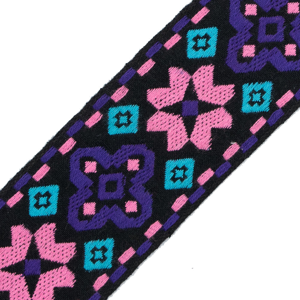 Pink and Purple Geometric Jacquard Ribbon - 2"