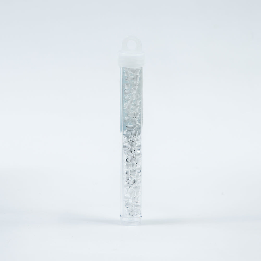 White Lined Crystal Czech Seed Beads - Size 2