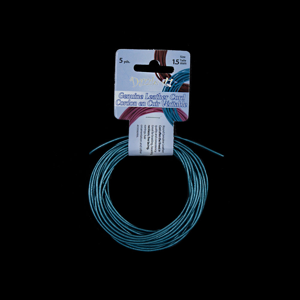 Dazzle-It Metallic Iris Blue Genuine Leather Cord - 1.5mm
