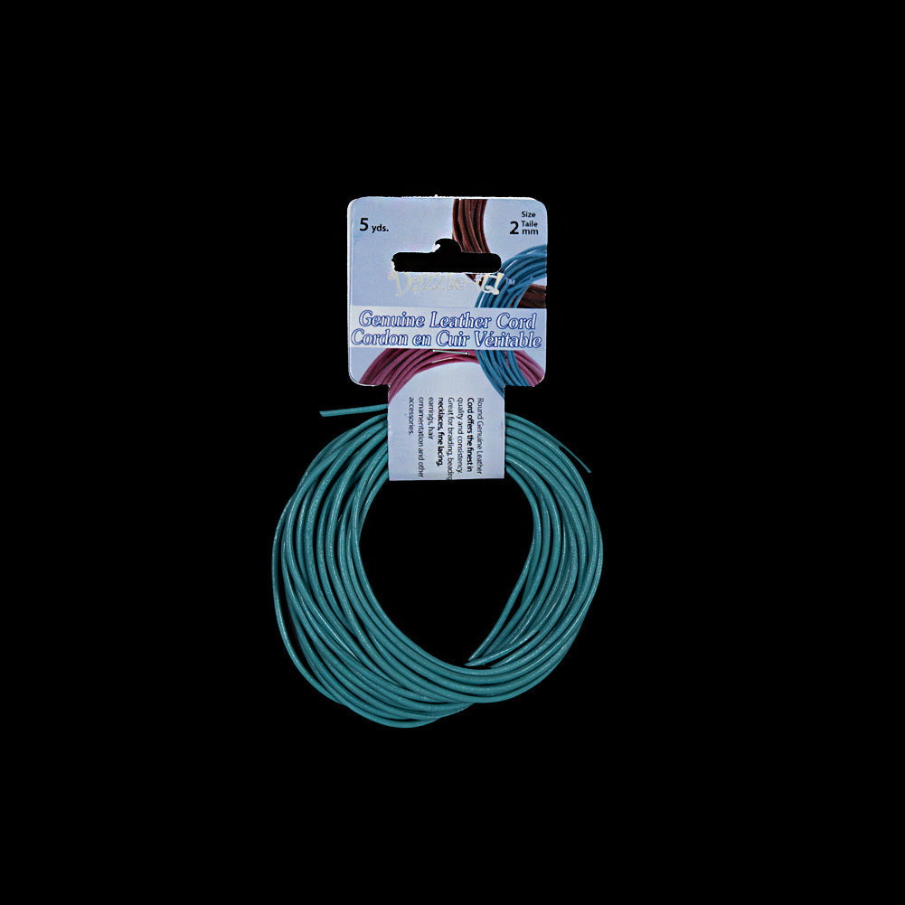 Dazzle-It Aqua Genuine Leather Cord - 2mm