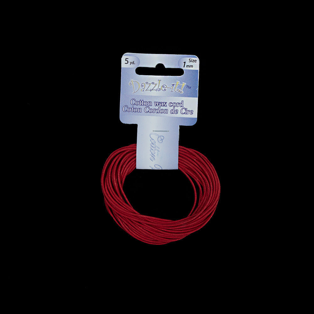 Dazzle-It Italian Red Cotton Wax Cord - 1mm