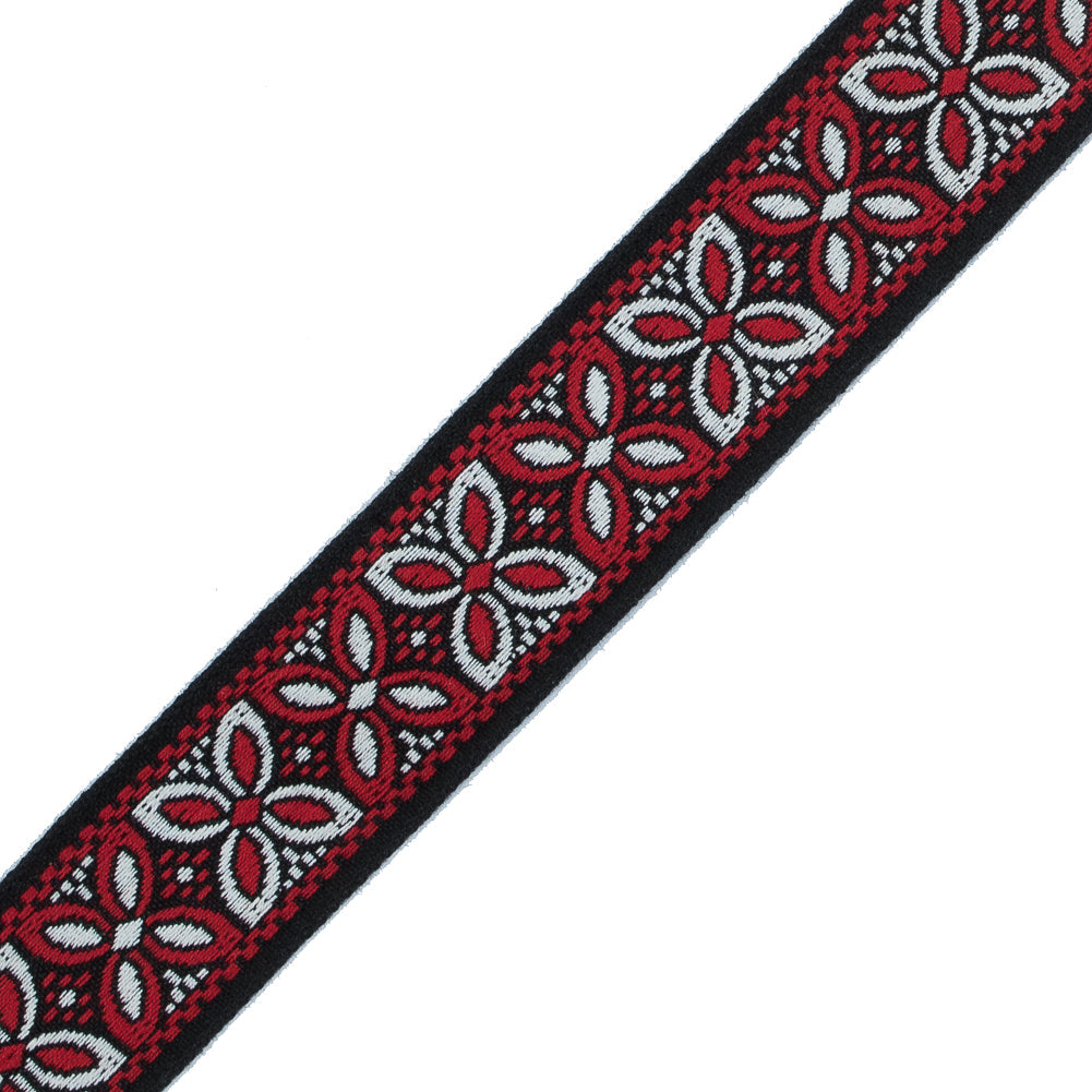 Red and Black German Jacquard Ribbon - 1.375"