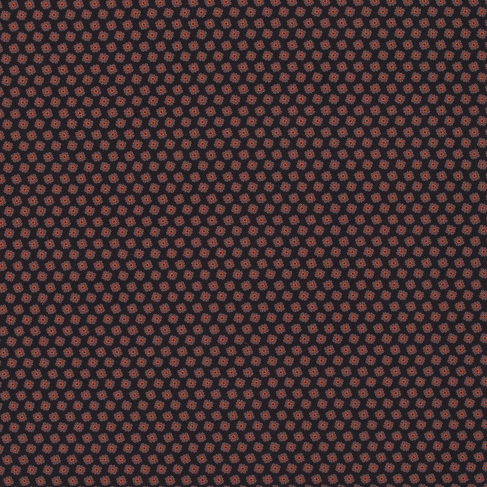 Italian Orange and Black Floral Digitally Printed Stretch Polyester