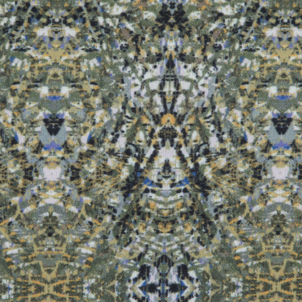 Italian Olivine Kaleidoscopic Digitally Printed Stretch Polyester