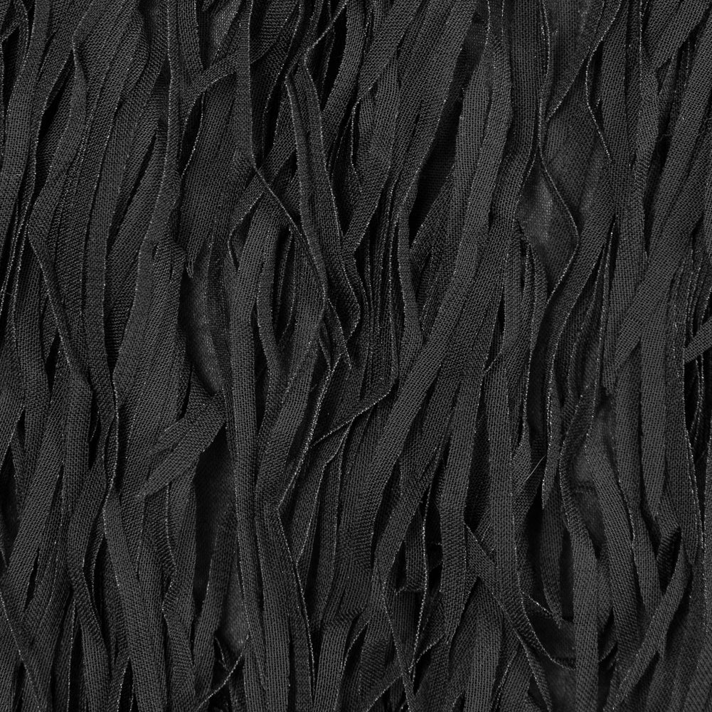 Black Chiffon Fringe Fabric