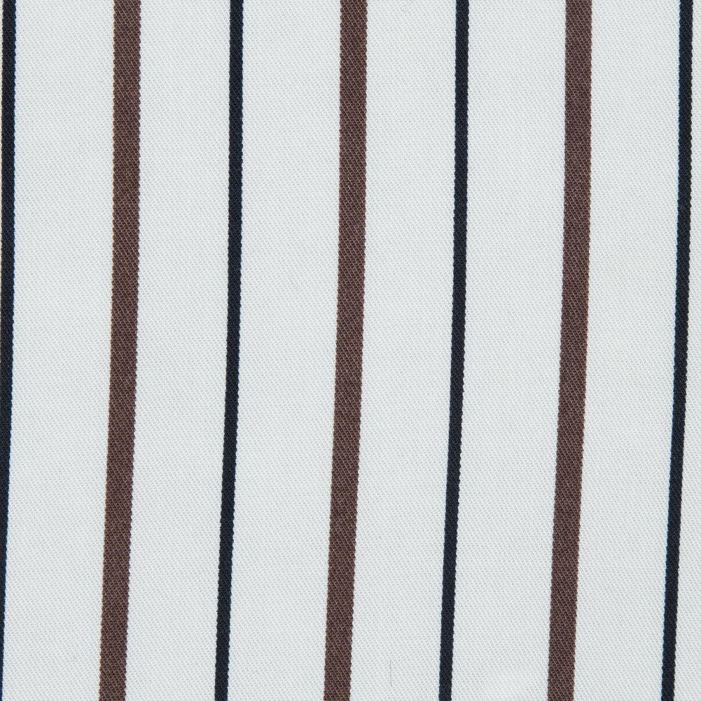 Brown, Black and White Striped Rayon Twill
