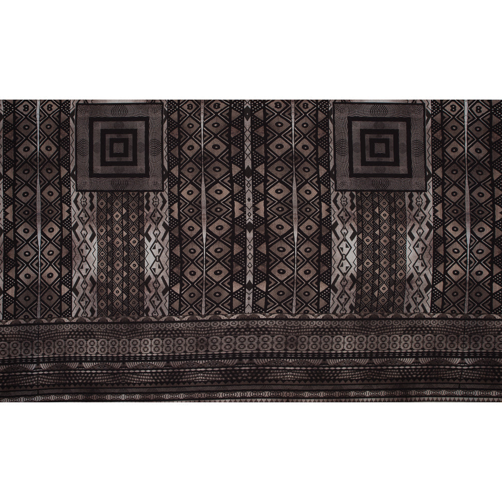 Brown and Black Geometric Printed Polyester Panel