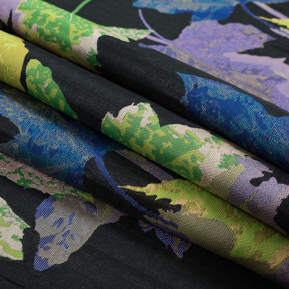 Purple, Blue and Green Leafy Novelty Jacquard