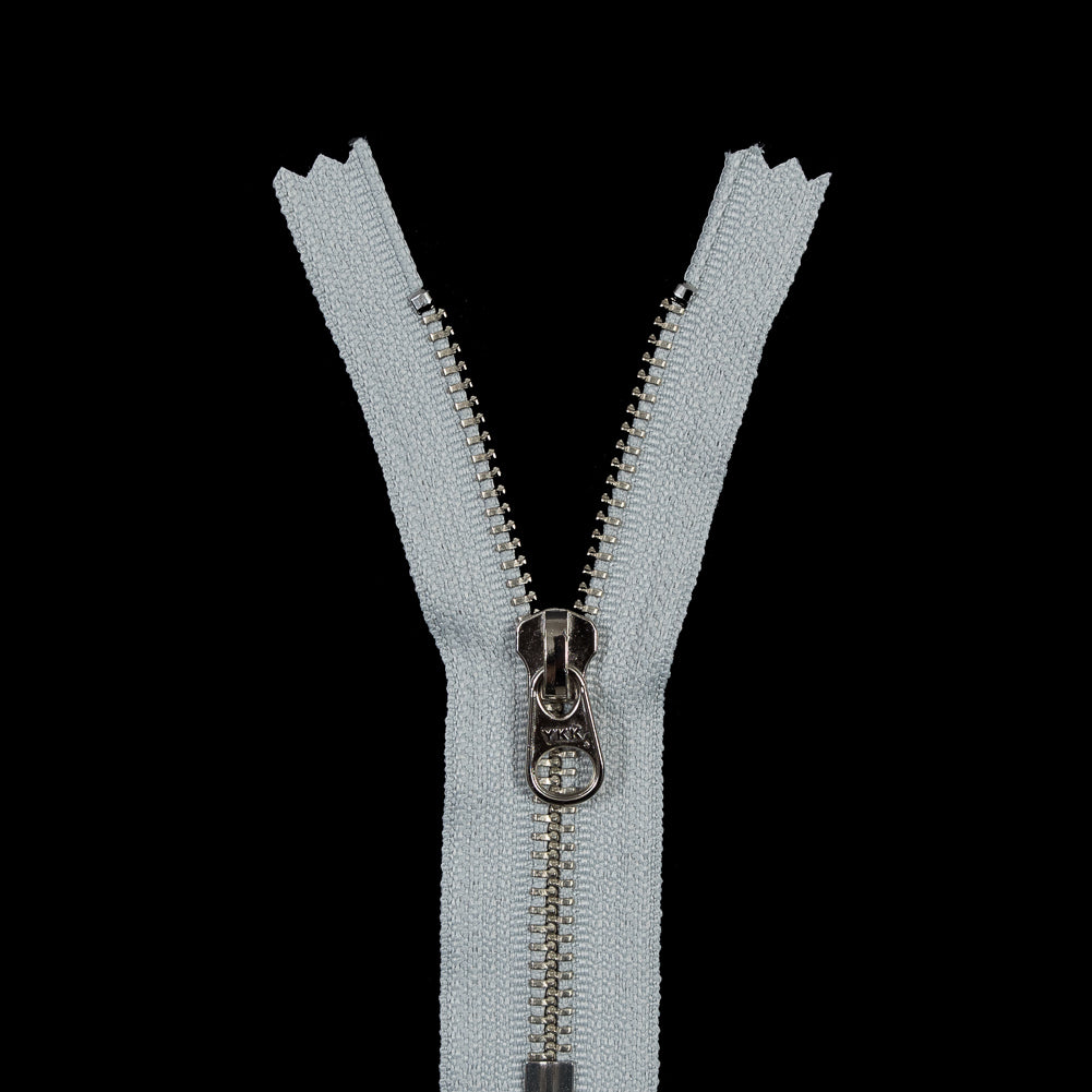 Light Gray Metal Closed Bottom Zipper with Silver Teeth - 4.5"