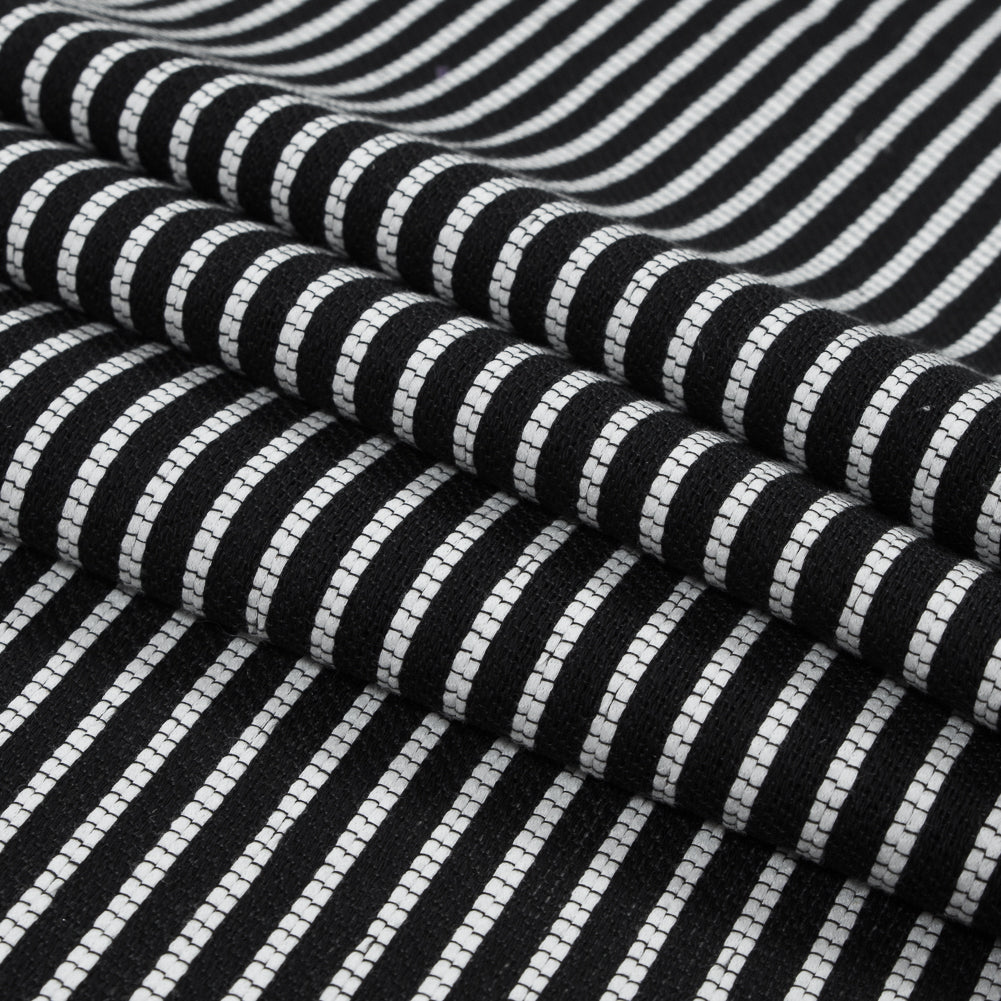 Sea NY Black and White Striped Loosely Woven Cotton Blend