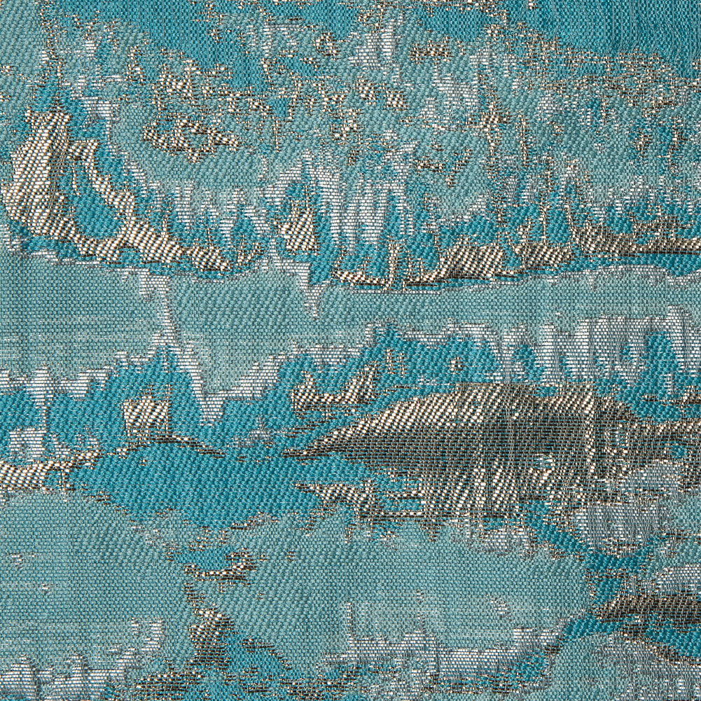 Metallic Gold and Blue Abstract Jacquard
