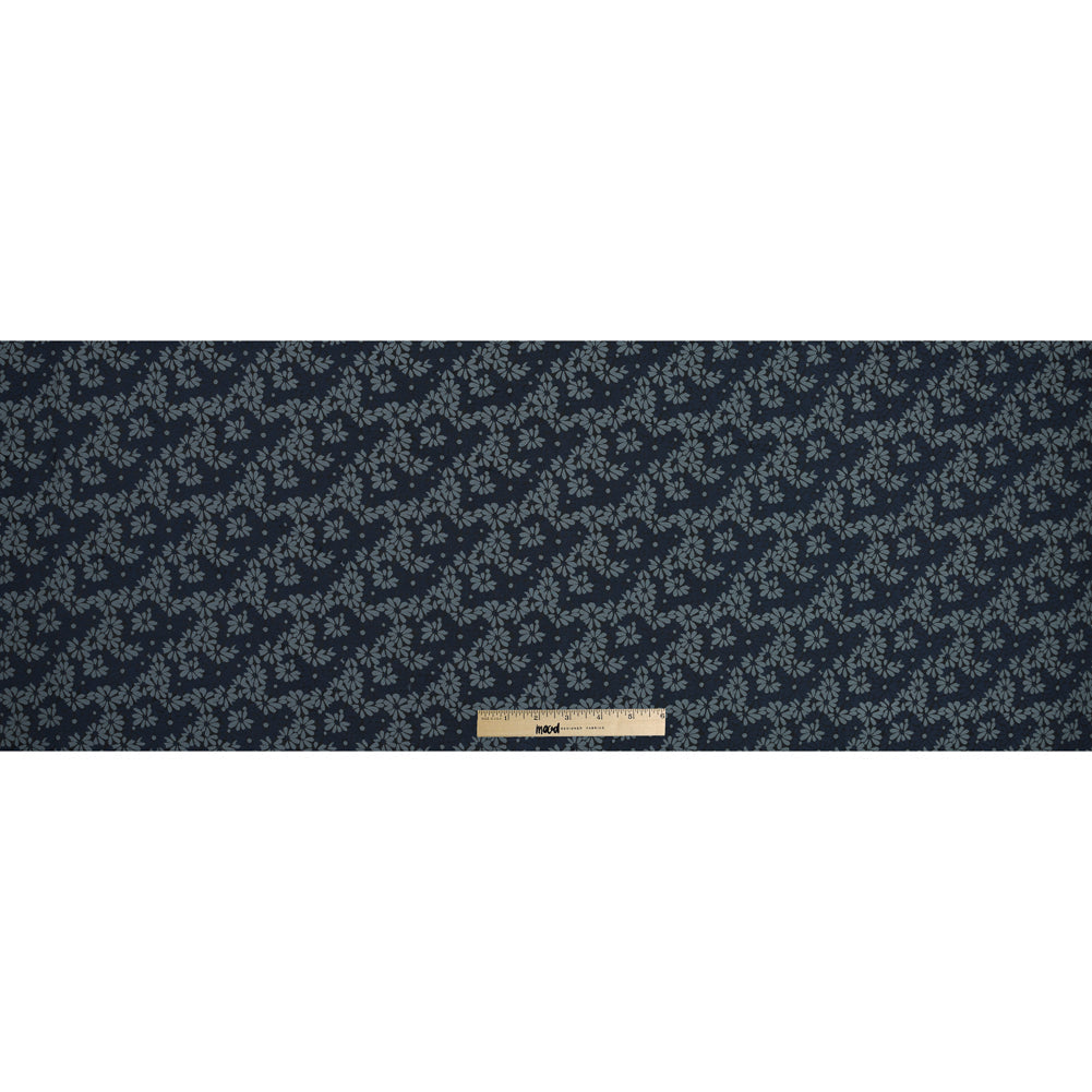 Navy Blue and Lake Black Floral Jacquard