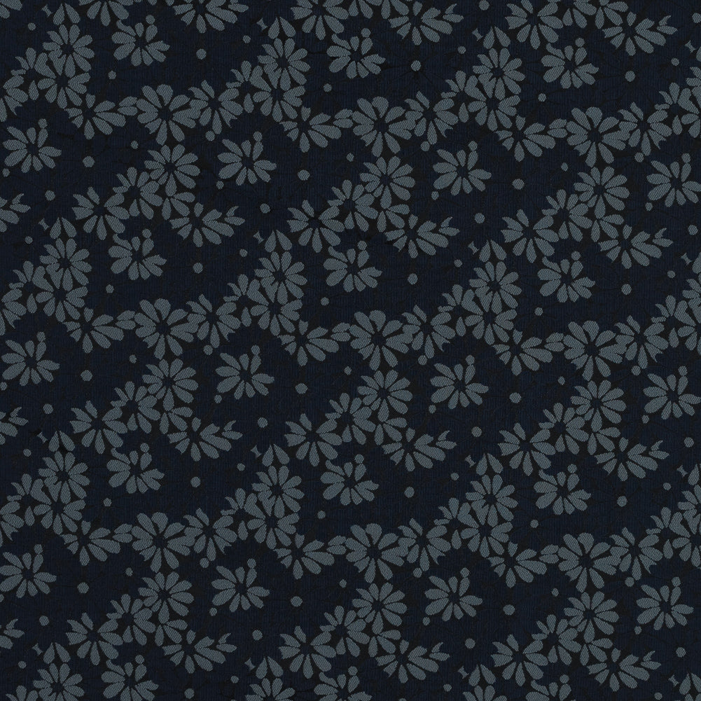 Navy Blue and Lake Black Floral Jacquard