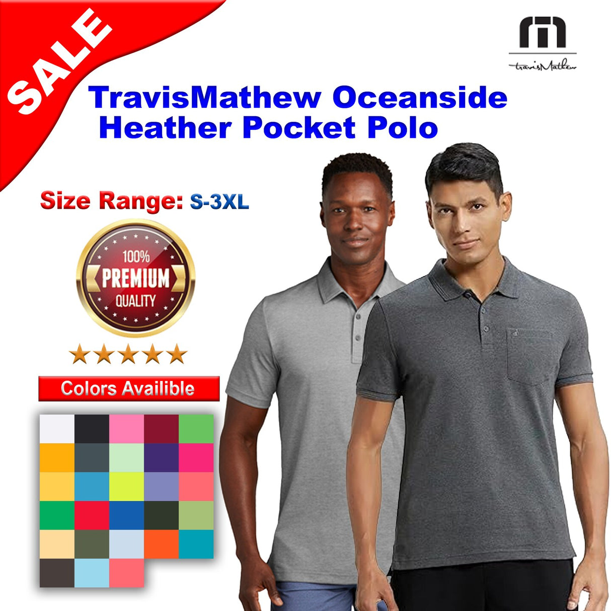 TravisMathew® Oceanside Heather Pocket Polo
