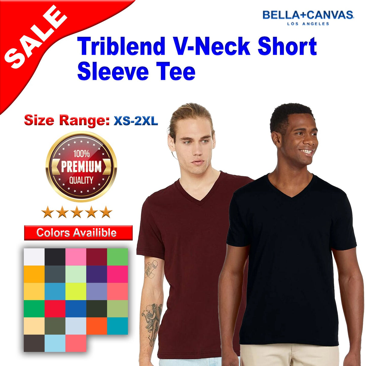 BELLA + CANVAS® Triblend V-Neck Short Sleeve Tee