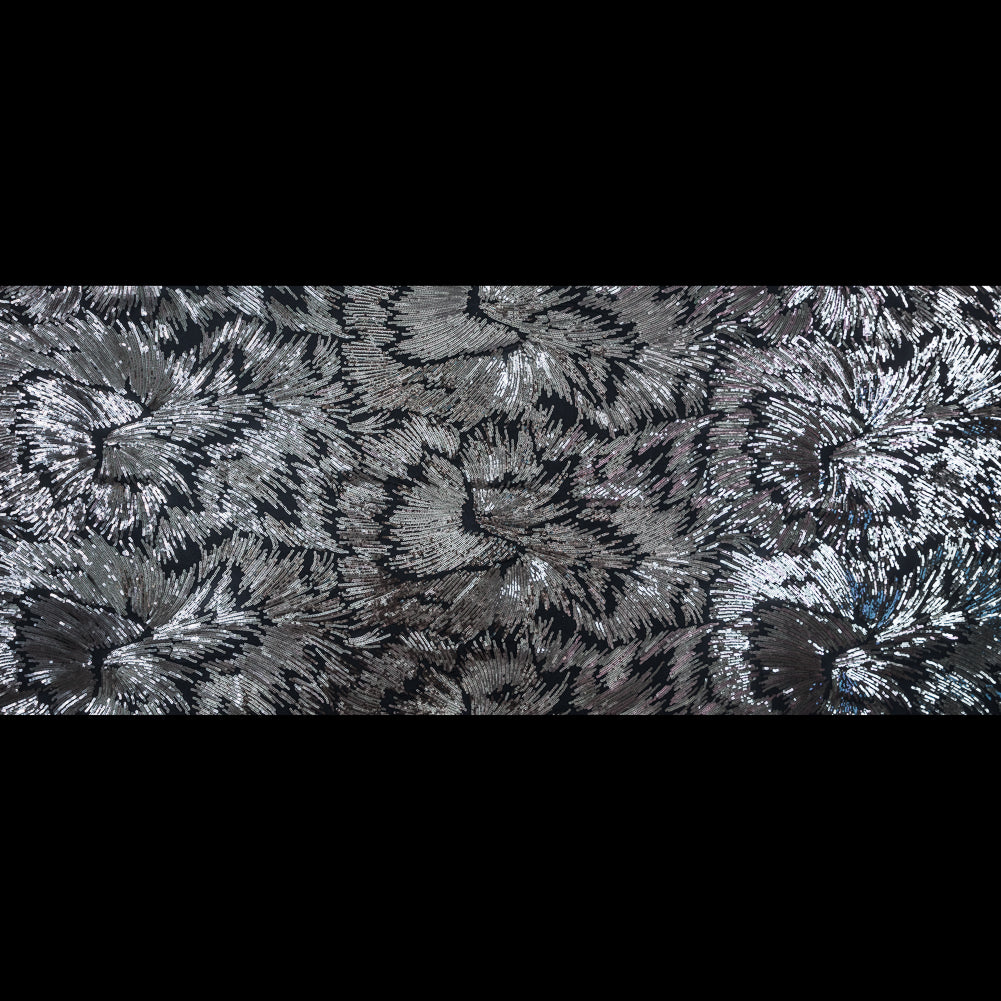 Mesh with Baby Sequins - Gray and Black Abstract