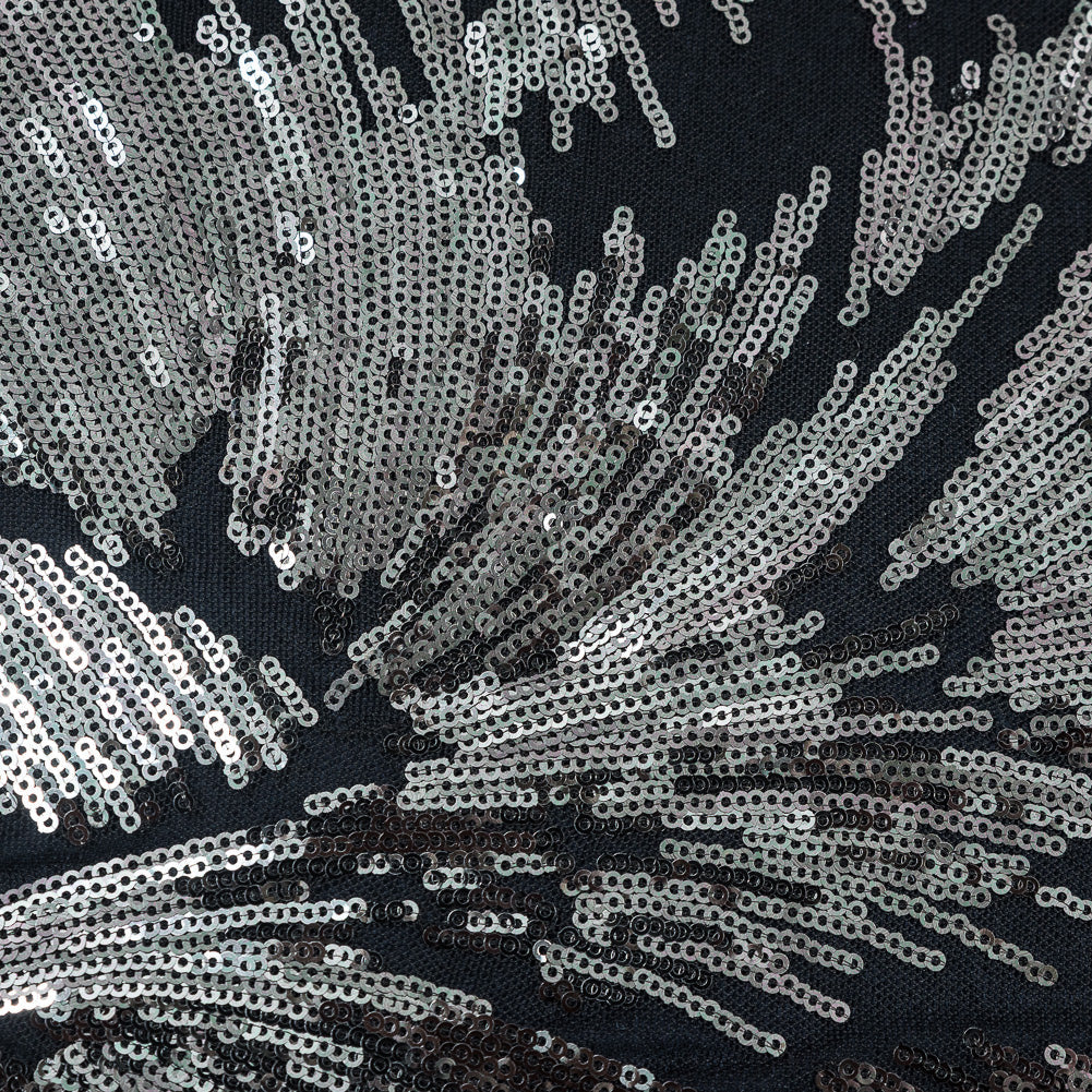 Mesh with Baby Sequins - Gray and Black Abstract