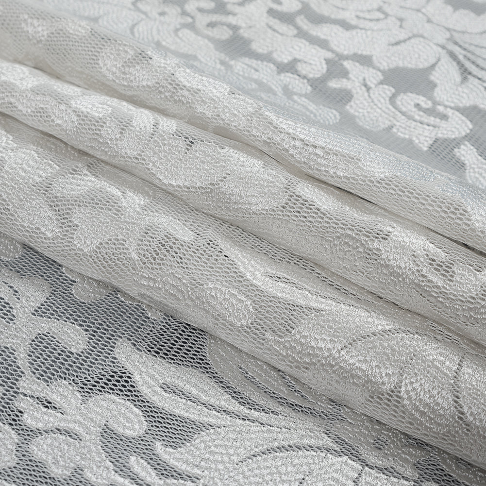 White Floral Embroidered Wonder Mesh