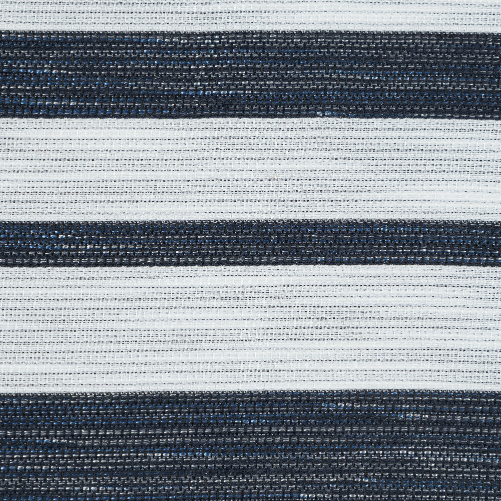 White Woven with Luminous Navy Barcode Stripes