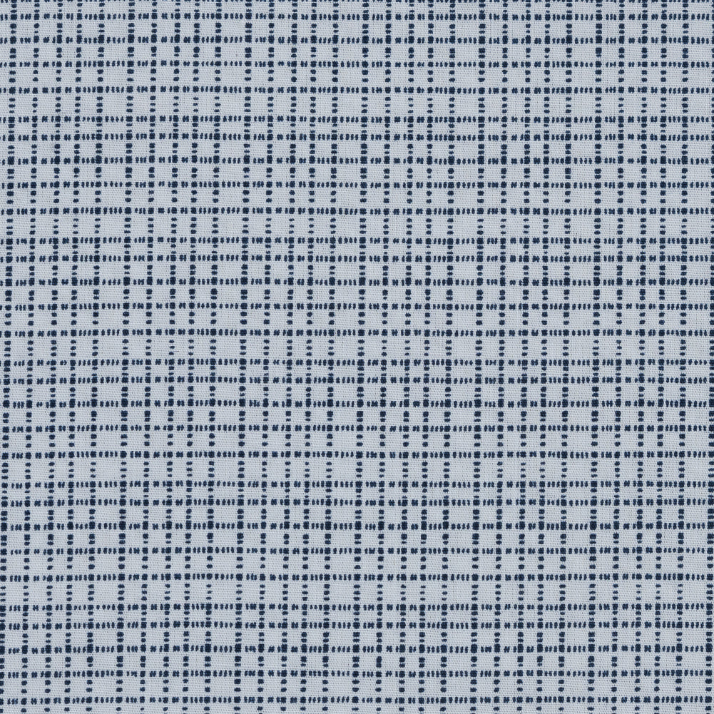 Navy and White Plaid Cotton Shirting