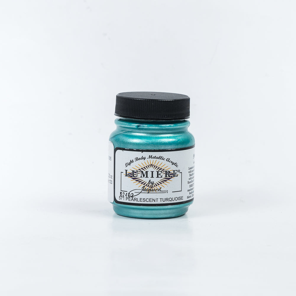 Jacquard Lumiere Textile Paint - 571 Pearlescent Turquoise - Light Body Metallic Acrylic