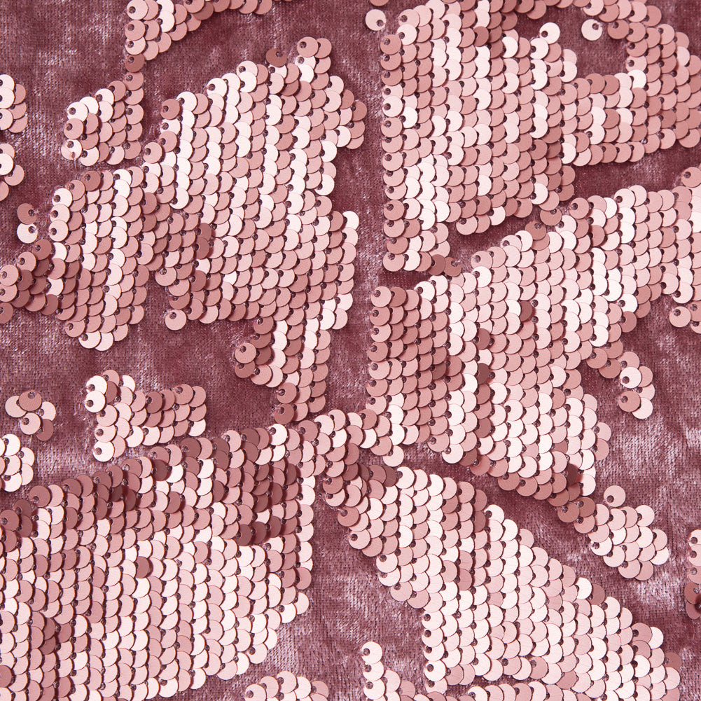 Stretch Velour with Sequins - Dusty Rose