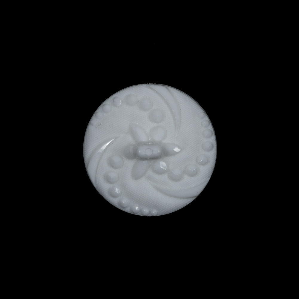 White Floral Plastic Shank-Back Button - 30L/19mm