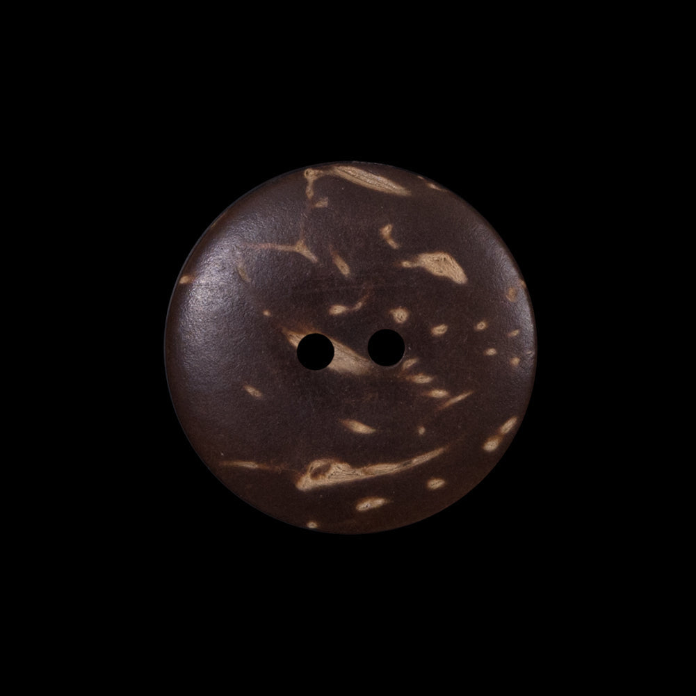 Italian Brown Floral Painted Coconut Button - 36L/23mm