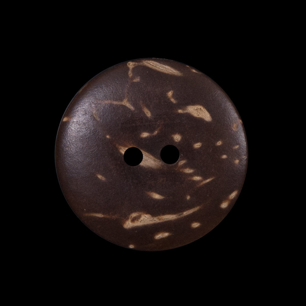 Italian Brown Floral Painted Coconut Button - 40L/25.5mm