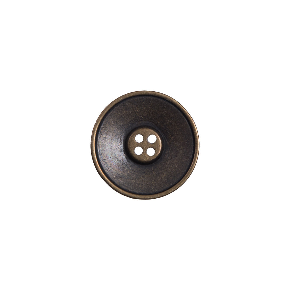 Italian Antique Gold Metal 4-Hole Button - 24L/15mm