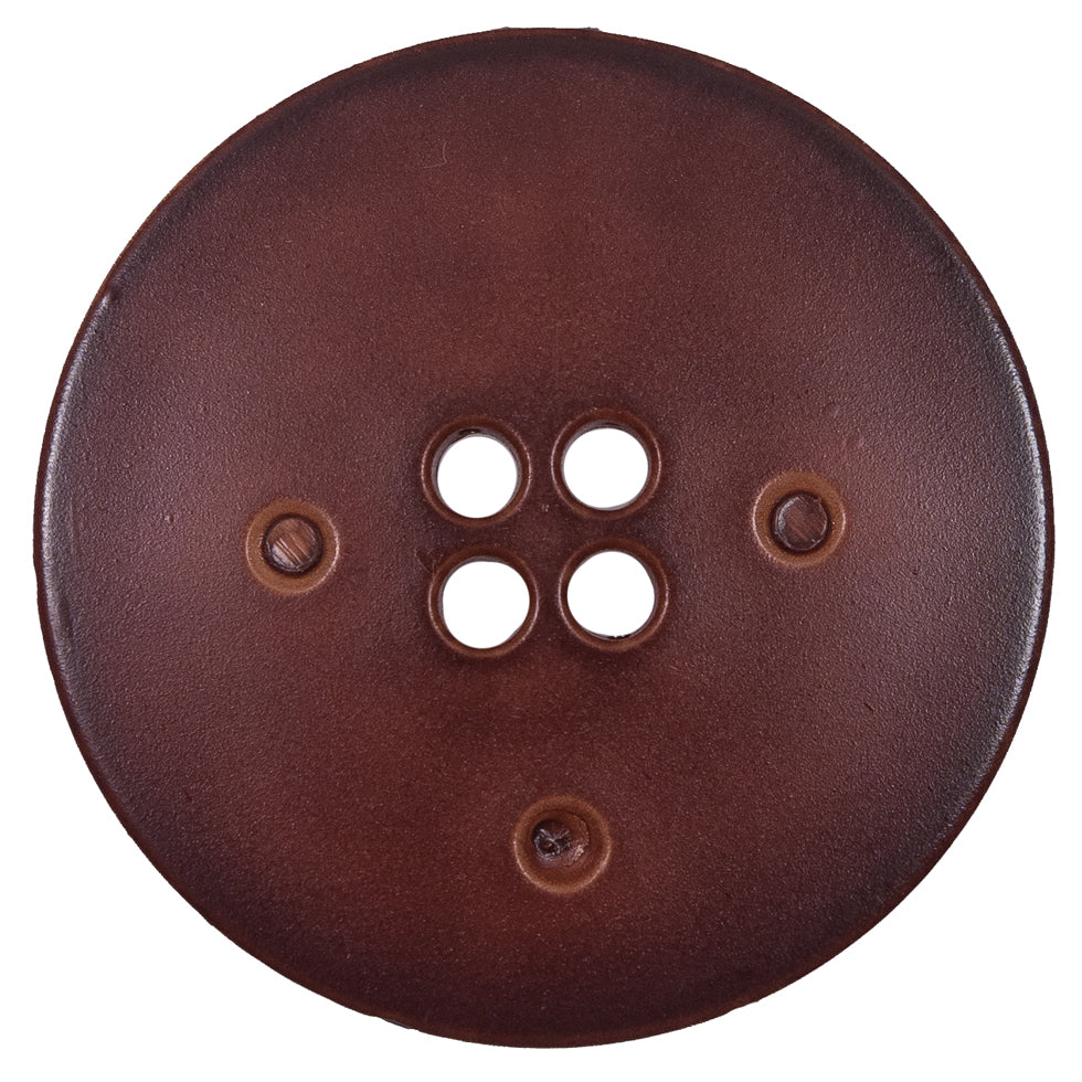 Italian Light Brown Faux Leather Button - 64L/40.5mm