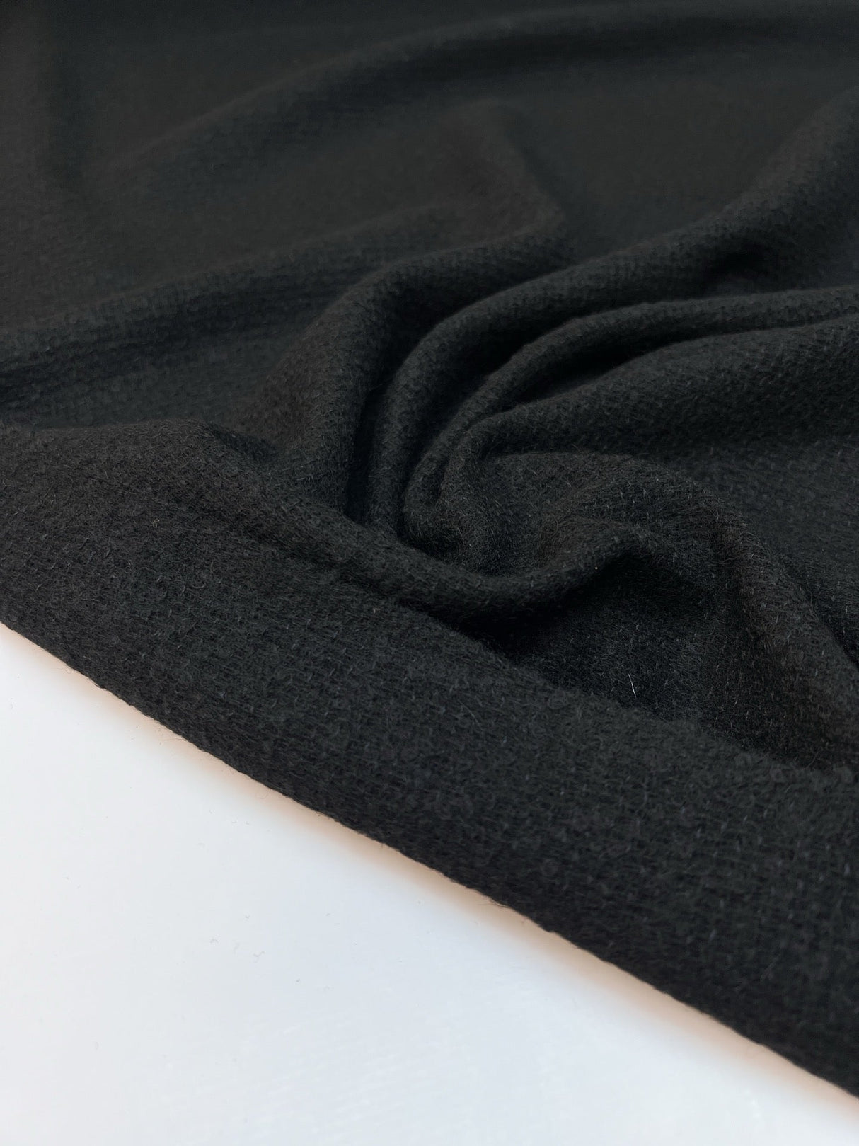 Italian Black Blue Wool Fabric