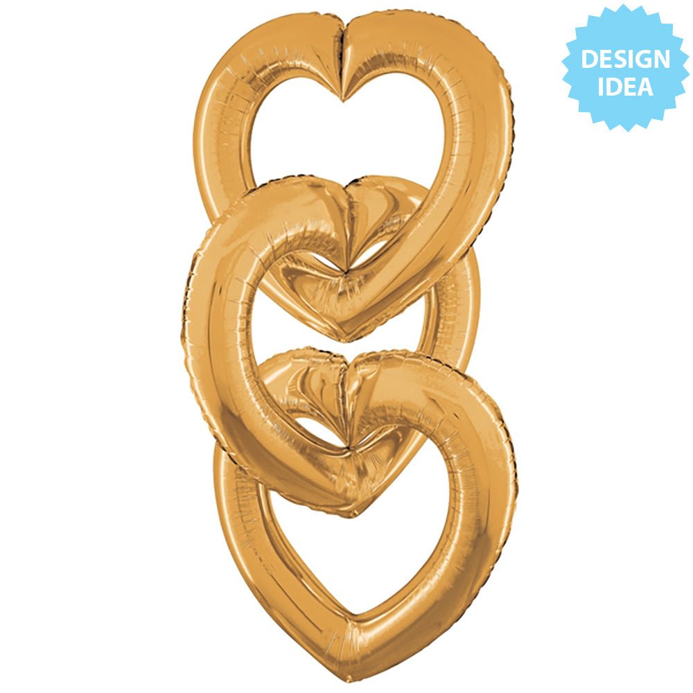 Foil Balloon Linking Heart Gold
