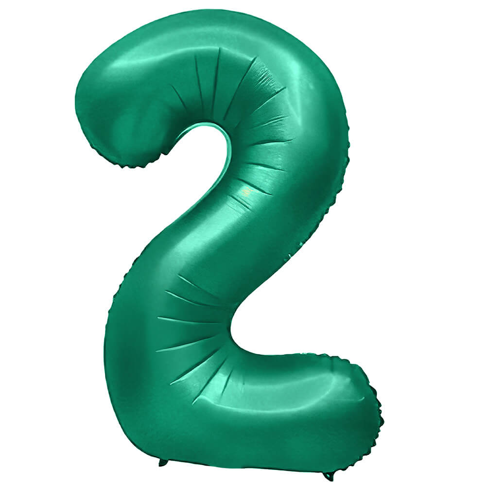 Foil Number 2 Balloon Green 32 Inch