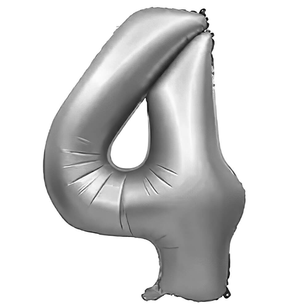 Foil Balloon Number 4 Silver 32 Inch