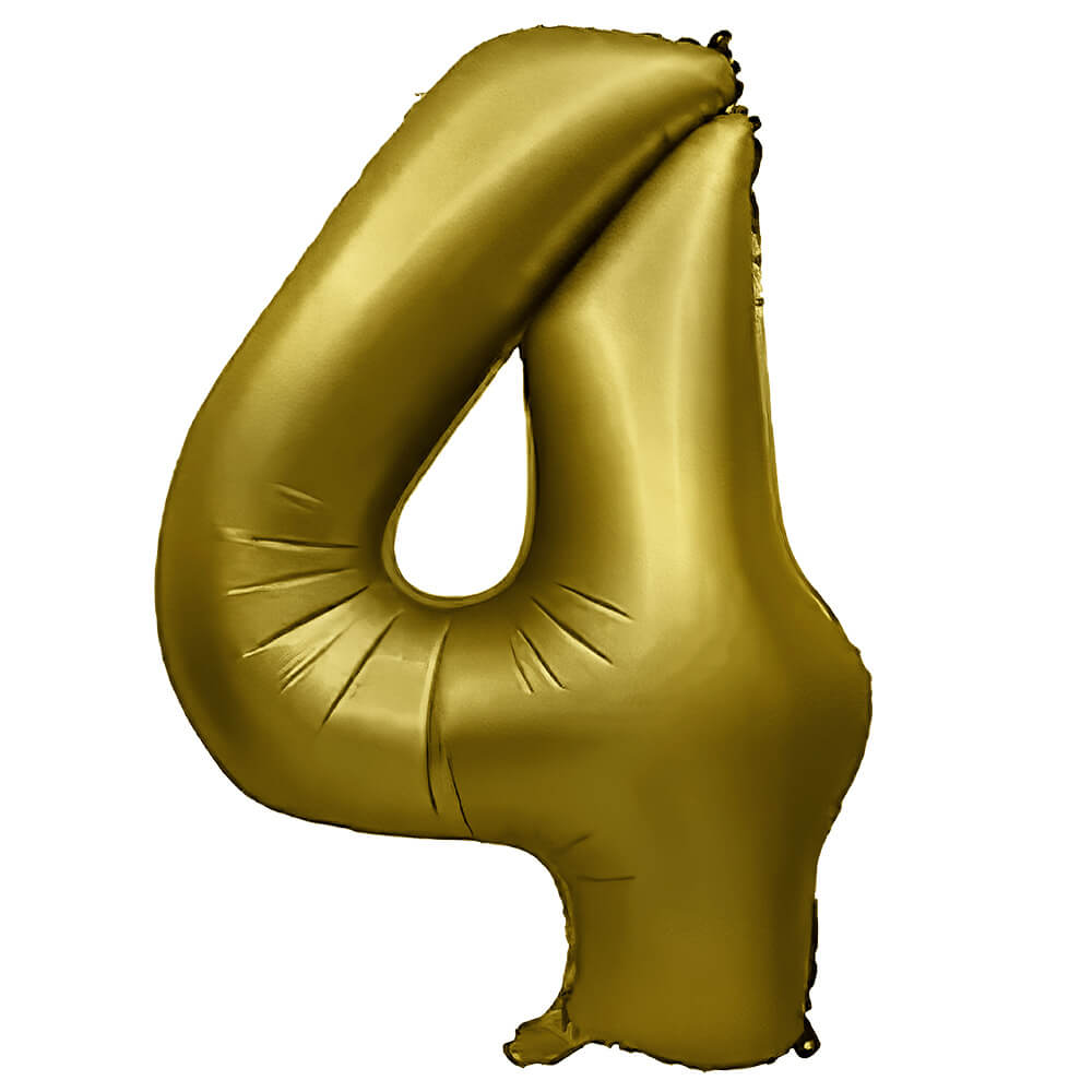 Foil Number 4 Balloon Vintage Gold