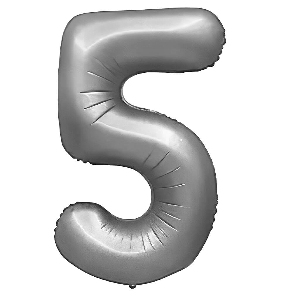 Foil Balloon Number 5 Silver 32 Inch