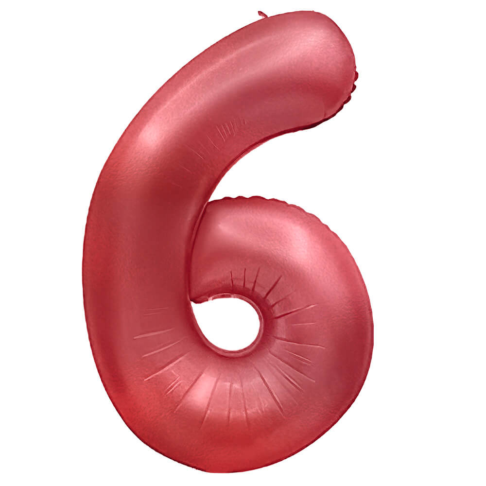 Foil Balloon Number 6 Crimson Red