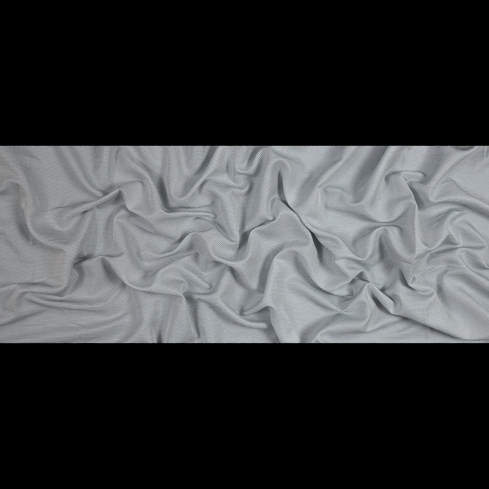 White and Gray Shadow Striped Silk and Cotton Woven
