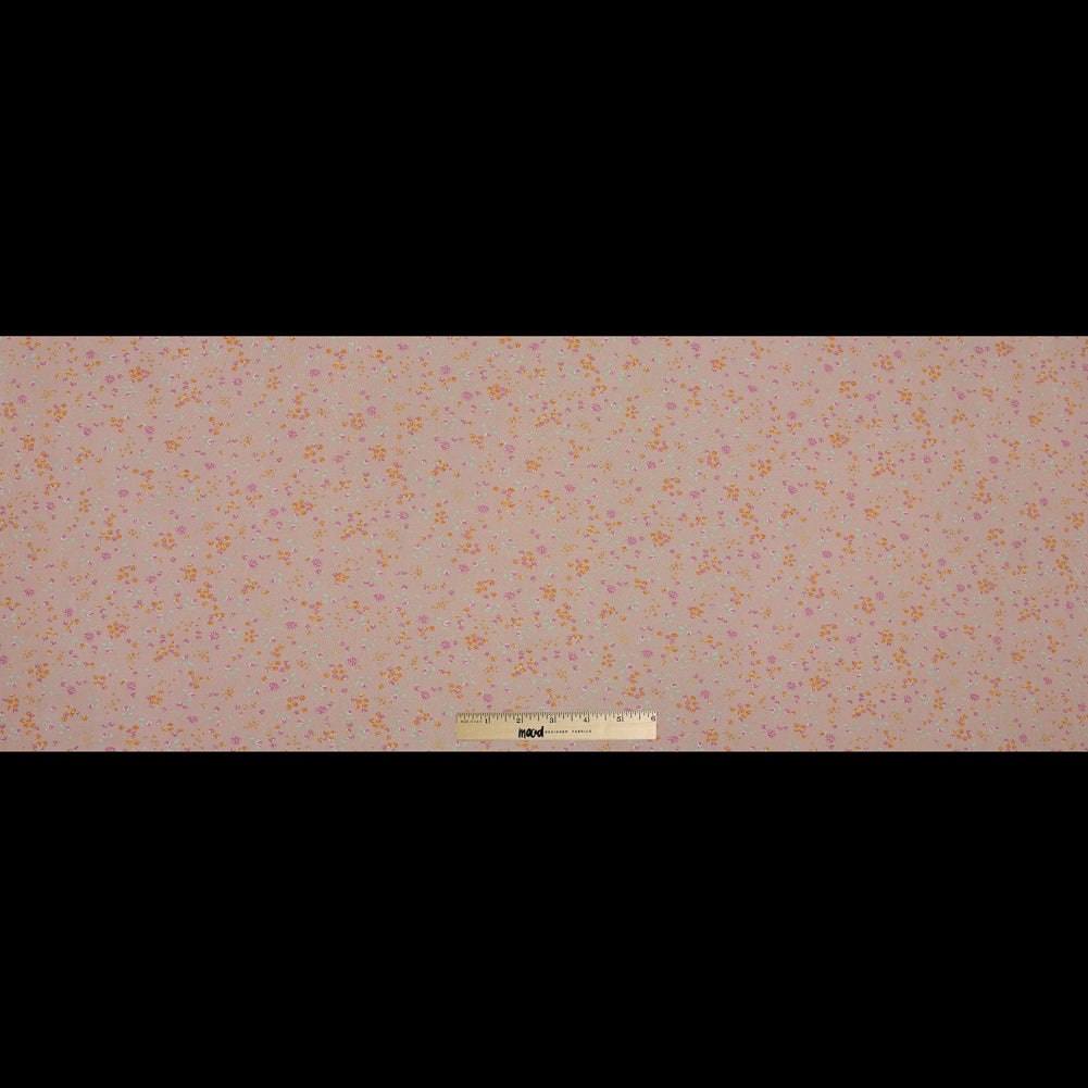 Orange Sherbet Floral Printed Polyester Mesh