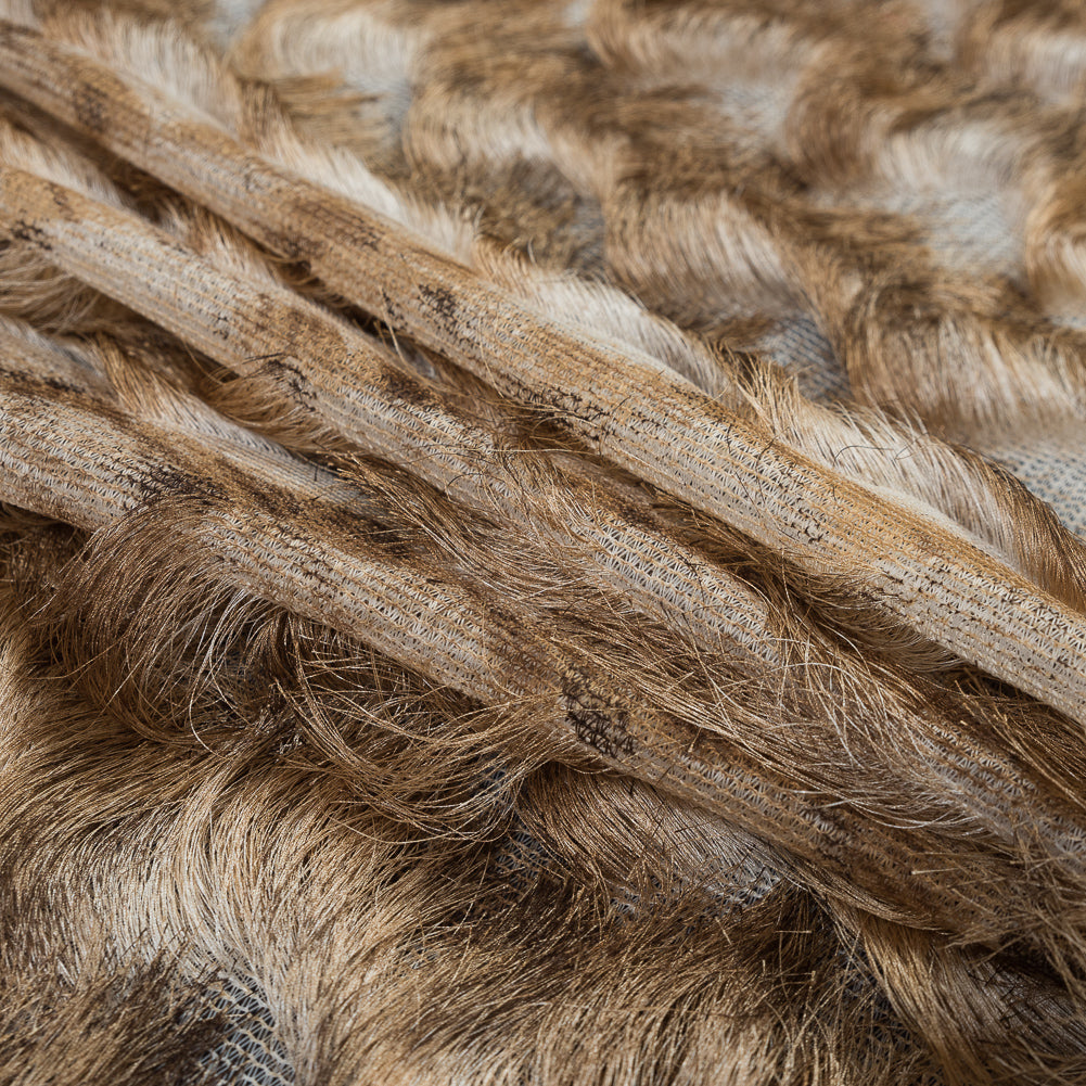 Beige and White Chevron Fringe Fabric