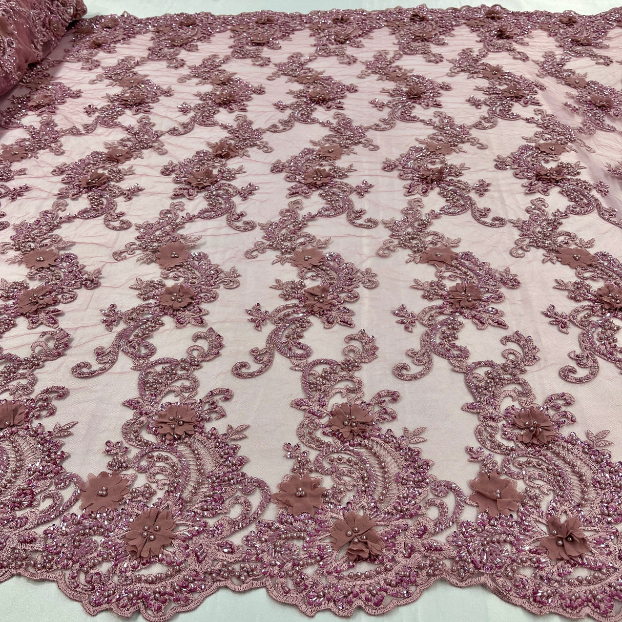 3D Floral Lace Embroidered Mesh