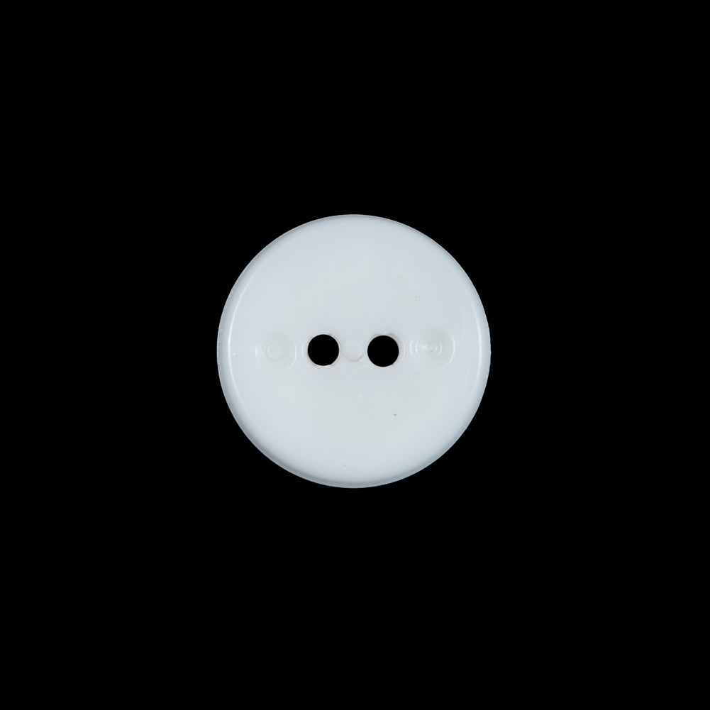 White Italian 2 Hole Button - 24L/15mm